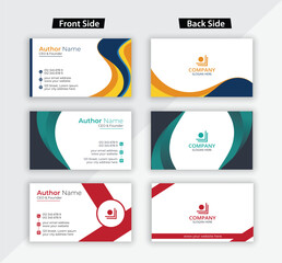 Clean style modern business card template design or vector visiting card bundle