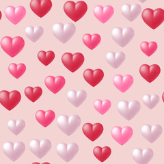 Hearts realistic balloons seamless pattern vector of love for Happy Mother or Valentine Day