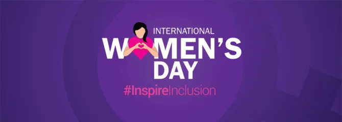Foto op Plexiglas International women's day concept poster. Woman sign illustration background. 2024 women's day campaign theme-  InspireInclusion © DOERS