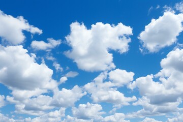 Naklejka na ściany i meble Blue sky background with tiny clouds, nature abstract background, cloudscape