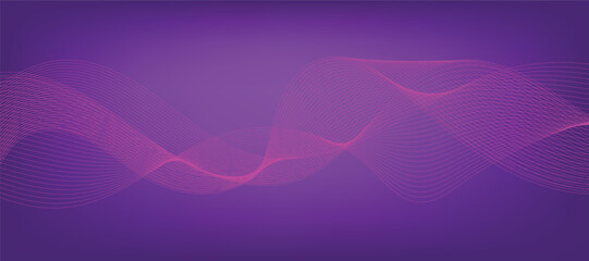 Purple gradient background with flowing wave lines. Futuristic technology concept. Vector illustration