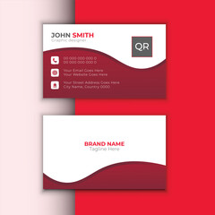 Vector elegant business card, red and white business card