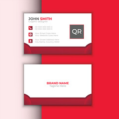 Vector elegant business card, red and white business card