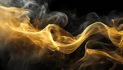 golden smoke floating over black background, screen effect, overlay, texture.