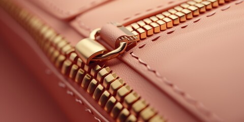 A detailed close-up view of the zipper on a pink purse. Perfect for fashion-related projects or articles about accessories