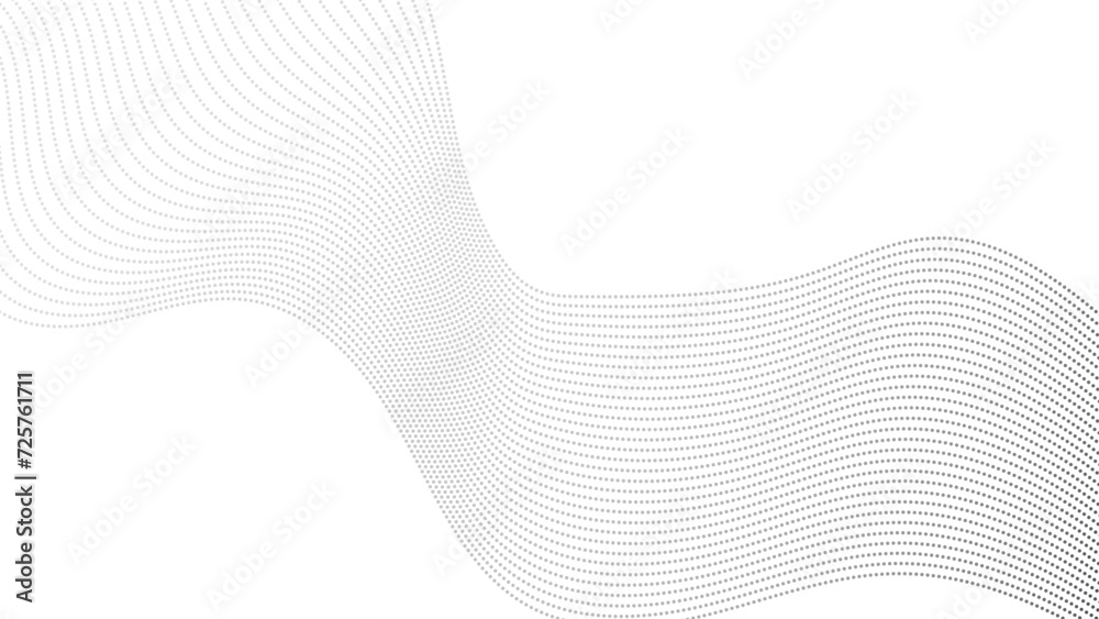 Wall mural abstract halftone flowing wavy gradient dots shape isolated on transparent background.flowing dot pa