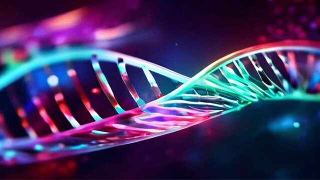 3D Animated realistic looping Abstrack Gradient colorful DNA and RNA background.