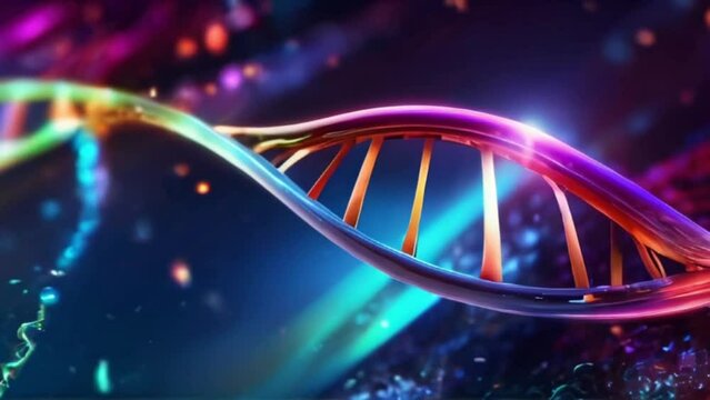 3D Animated realistic looping Abstrack Gradient colorful DNA and RNA background.