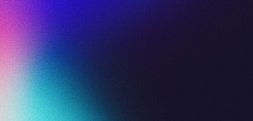 Obraz premium Dark grainy gradient background blue turquoise pink black glowing light noise texture banner backdrop poster copy space