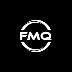 FMQ letter logo design with black background in illustrator, cube logo, vector logo, modern alphabet font overlap style. calligraphy designs for logo, Poster, Invitation, etc.