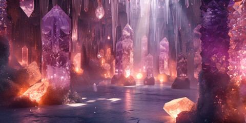 Crystal room with healing ligth 4 - obrazy, fototapety, plakaty