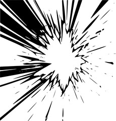 Comic scene of radiant power blast action effect drawing lines,  isolate with white background generate AI