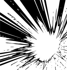 Comic scene of radiant power blast action effect drawing lines,  isolate with white background generate AI
