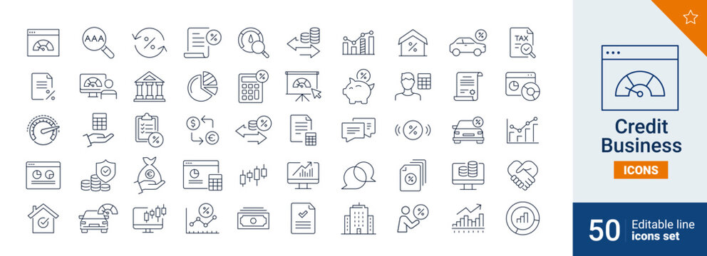 Credit icons Pixel perfect. Bank, money, finance, ....