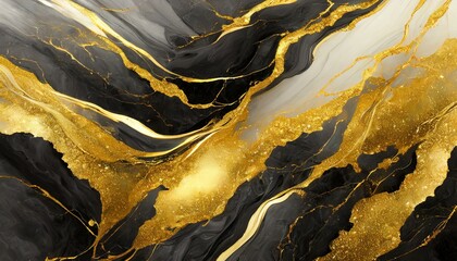 Gold abstract black marble background art paint pattern ink texture watercolor white fluid wall. Abstract liquid gold design luxury wallpaper nature black brush oil modern paper splash painting water.