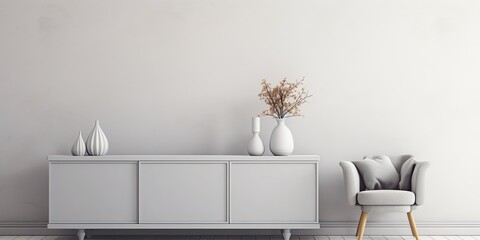 Grey furniture and white wall in a stylish setting.