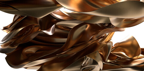 Radiant Drapery: Abstract 3D Gold Cloth Illustration with a Luminous Presence