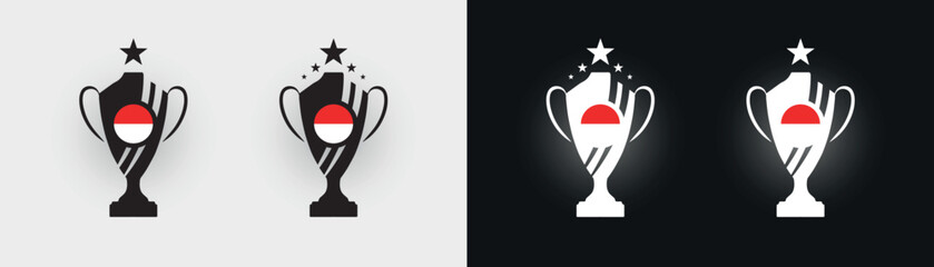 Fototapeta na wymiar Indonesia trophy pokal cup football champion vector illustration