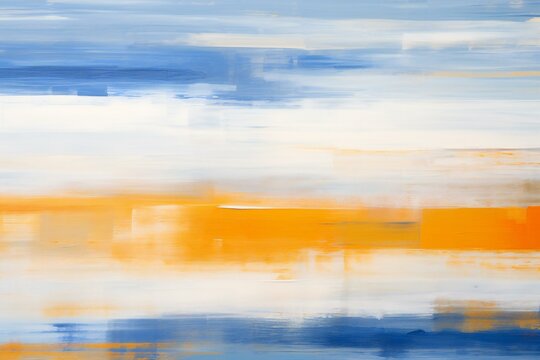 Abstract background with blue and orange brushstrokes on white paper