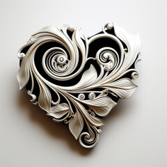 Abstract Swirl Heart Sculpture in Black and White

