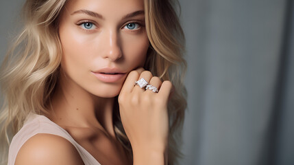 Beautiful Swedish 25 year old instagram model wearing classic diamond jewellery