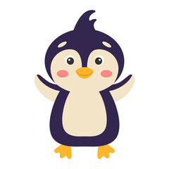 Cute cartoon penguin. Vector illustration.