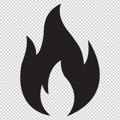 Fire flame icon. Black icon isolated on white background. Fire flame silhouette. Simple icon. Web site page and mobile app design vector element.