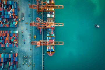 Seaport Logistics Seen from the Sky - obrazy, fototapety, plakaty
