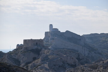 Fototapeta na wymiar Castles and rocks in Frioul island
