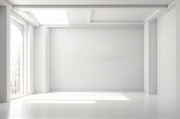 empty room with white wall, copy space