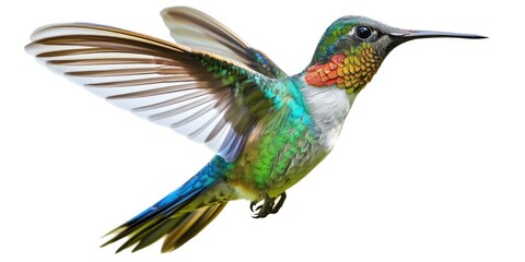 A vibrant hummingbird captured in mid-air. Perfect for nature enthusiasts and birdwatchers