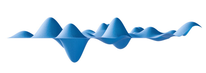 Obraz premium Sound wave or wavelength 3D rendering. illustration of abstract wireframe sound waves, visualization of frequency signals or audio wavelengths, object for wallpaper with copy space for text