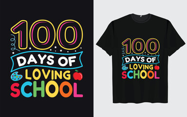 100 Days Of School T-Shirt Design, 100th-day school typography, Colourful T-Shirt Design for 100 Days of School Typography with Vector Elements for Kids kids t-shirt design 
