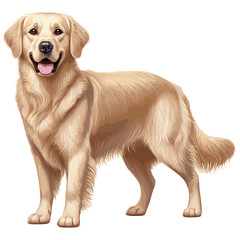 Cute Golden Retriever dogs Vector Cartoon illustration - obrazy, fototapety, plakaty
