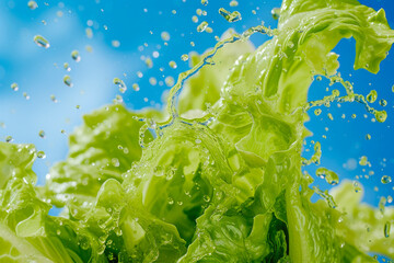 Gastronomic Delight: Lettuce Splash Extravaganza - obrazy, fototapety, plakaty
