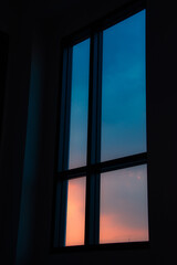 Window with colorful sky background