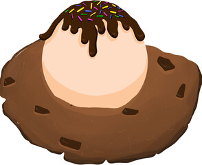 illustration of cookie with ice cream on top