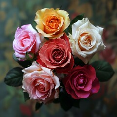 a bouquet of roses - top view