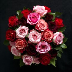a bouquet of roses - top view