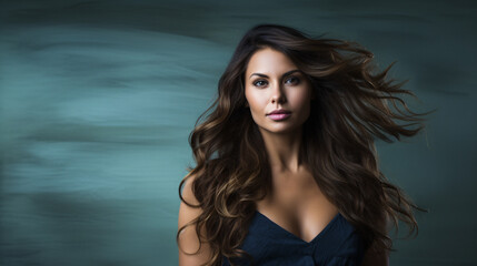 Fototapeta premium Brunette woman standing over background