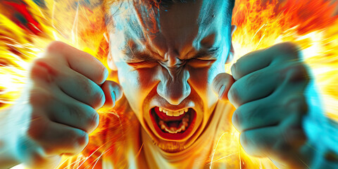 Anger and Frustration: A Person Clenching Their Fists and Gritting Their Teeth, Displaying Signs of Anger and Agitation