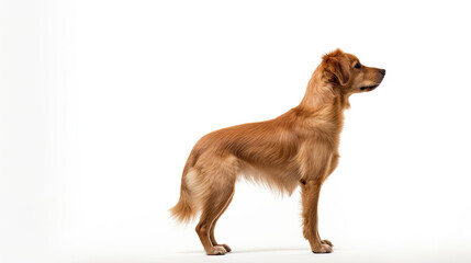 dog standing looking away isolated on white background