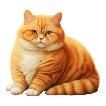 fat orange tabby cat sitting  file PNG Generative AI