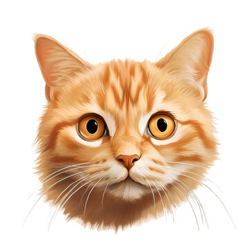 cartoon orange tabby cat face file png Generative AI