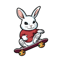 Ronnie the bunny skate boarding cartoon sticker