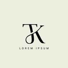 Alphabet KT and TK illustration monogram vector logo template