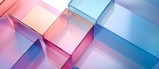 glass colorful cubes abstract background, futuristic background, geometric background - obrazy, fototapety, plakaty