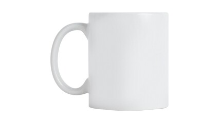 blank white mug mockup isolated on white background, coffee cup cutout on empty backdrop