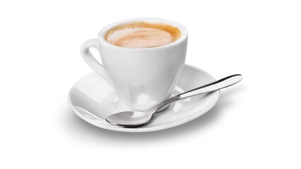 blank white mug mockup isolated on white background, coffee cup cutout on empty backdrop