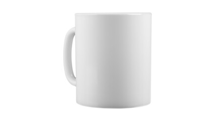 blank white mug mockup isolated on white background, coffee cup cutout on empty backdrop